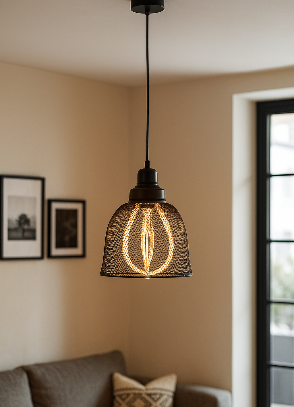 Hdc Modern Mesh Wire Metal Pendant Light for Living Room, Drawing Room