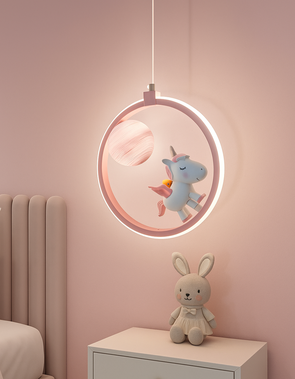Hdc Kids’ Unicorn Ring Wall Lamp LED Night Light Pendant Light for Childrens Room Bedroom Nursery Kids Lights