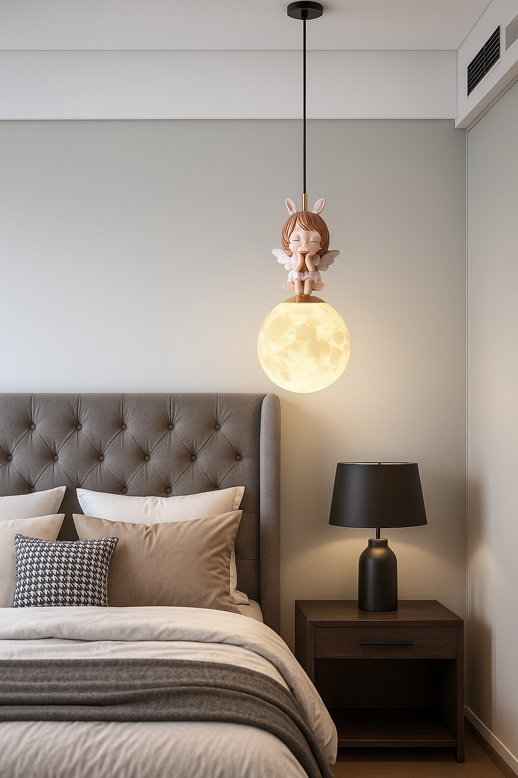 Hdc Kids’ Fairy Moon Pendant Light LED Ceiling Lamp Pendant Light for Childrens Room Bedroom Nursery Kids Lights