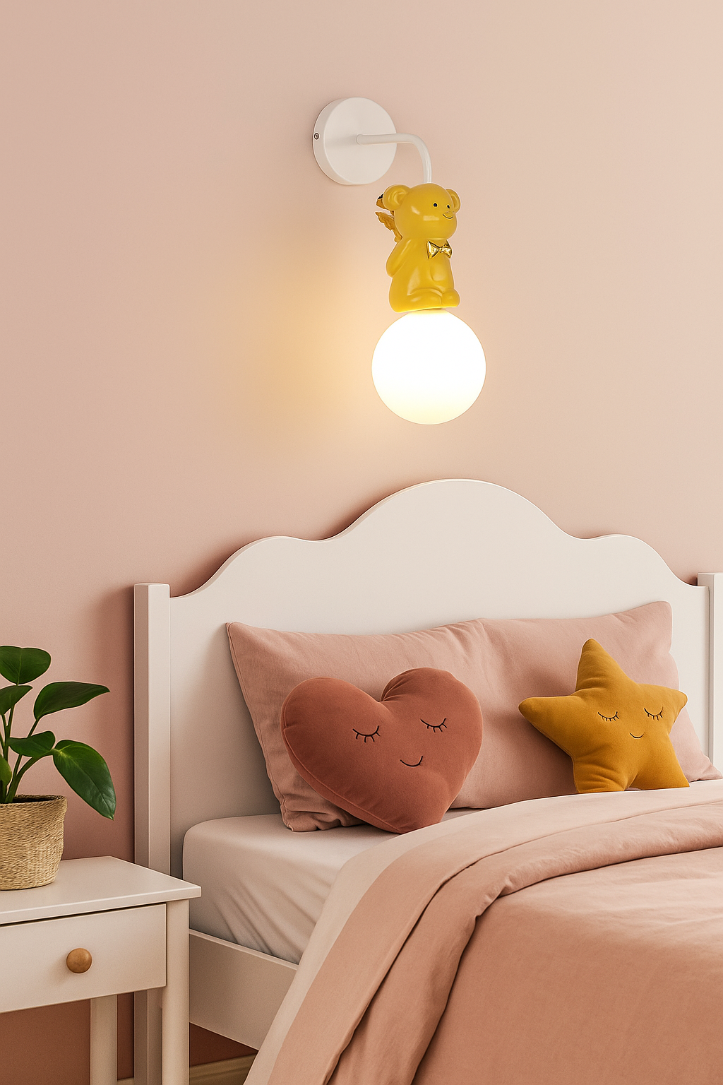 Hdc Kids’ Teddy Bear Wall Lamp LED Night Wall Scone Light For Childrens Room Bedroom Nursery Kids Lights