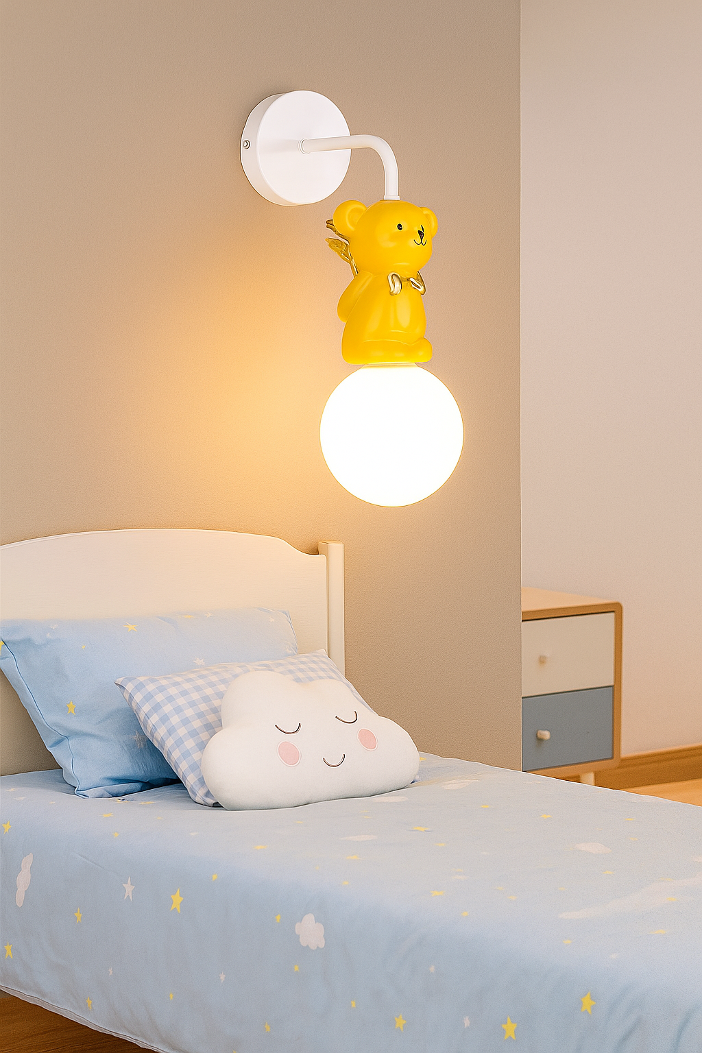 Hdc Kids’ Teddy Bear Wall Lamp LED Night Wall Scone Light For Childrens Room Bedroom Nursery Kids Lights