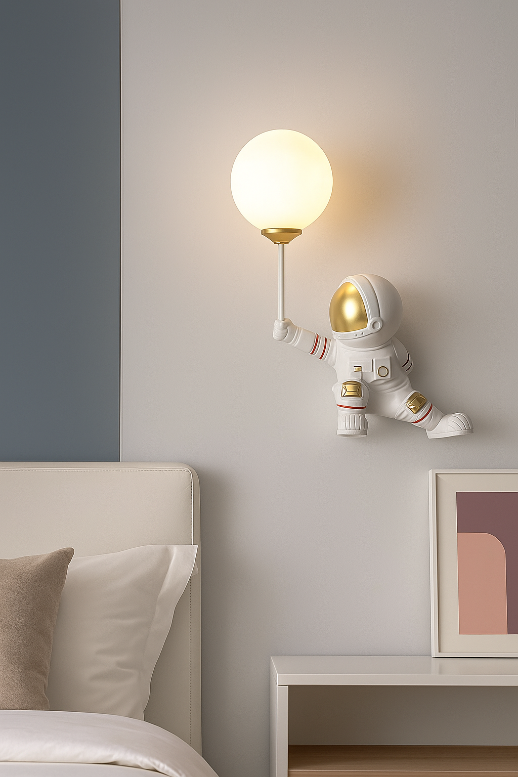 Hdc Kids’ Astronaut Wall Lamp Side Pose LED Night Light Wall Scone Light For Childrens Room Bedroom Nursery Kids Light