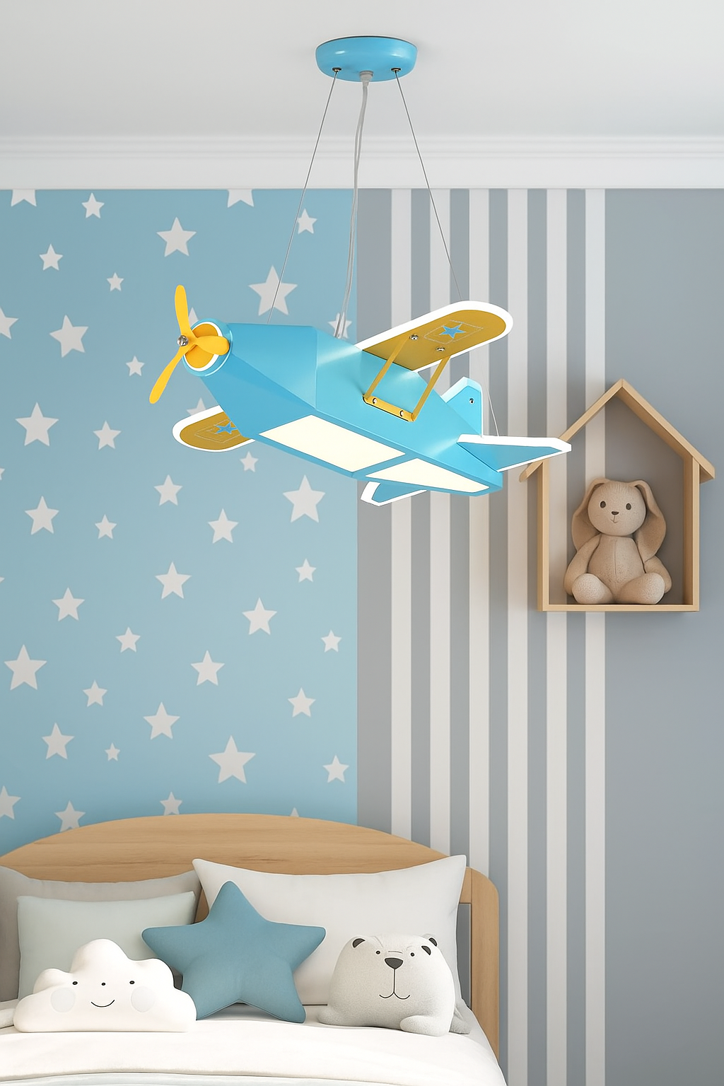 Hdc Children's Room LED Airplane Ceiling Light Indoor Playground Boy's Bedroom Chandelier