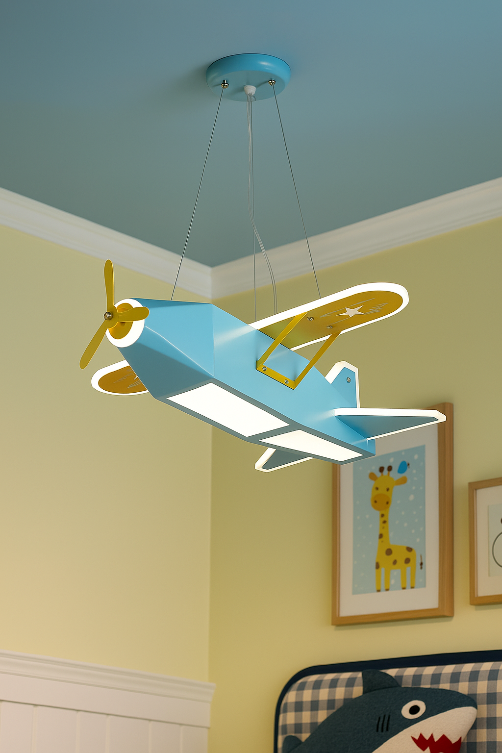 Hdc Children's Room LED Airplane Ceiling Light Indoor Playground Boy's Bedroom Chandelier