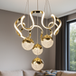 Hdc Gold Curvy 4 Lights Led Pendant Chandelier Light Luxury Ceiling Light- Tricolor