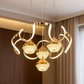 Hdc Gold Curvy 4 Lights Led Pendant Chandelier Light Luxury Ceiling Light- Tricolor