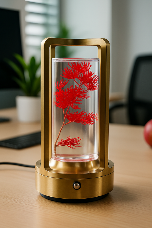 Hdc  Modern Glass LED Table Lamp with Real Preserved Flowers Minimalist Floral Desk Light for Bedroom & Office Decor