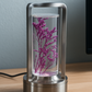 Hdc  Modern Glass LED Table Lamp with Real Preserved Flowers Minimalist Floral Desk Light for Bedroom & Office Decor
