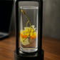 Hdc  Modern Glass LED Table Lamp with Real Preserved Flowers Minimalist Floral Desk Light for Bedroom & Office Decor