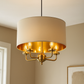HDC Modern Drum Shade Ceiling Light with Gold Interior Elegant Pendant Chandelier for Living Room, Dining Room & Bedroom