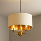 HDC Modern Drum Shade Ceiling Light with Gold Interior Elegant Pendant Chandelier for Living Room, Dining Room & Bedroom