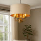 HDC Modern Drum Shade Ceiling Light with Gold Interior Elegant Pendant Chandelier for Living Room, Dining Room & Bedroom