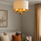 HDC Modern Drum Shade Ceiling Light with Gold Interior Elegant Pendant Chandelier for Living Room, Dining Room & Bedroom