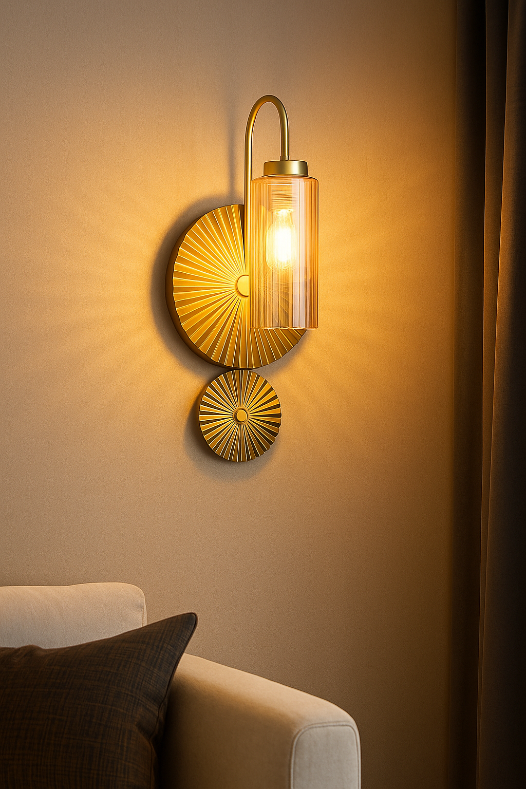 Hdc Modern Gold Wall Sconce with Glass Shade Decorative Designer Wall Light for Living Room, Bedroom & Hallway