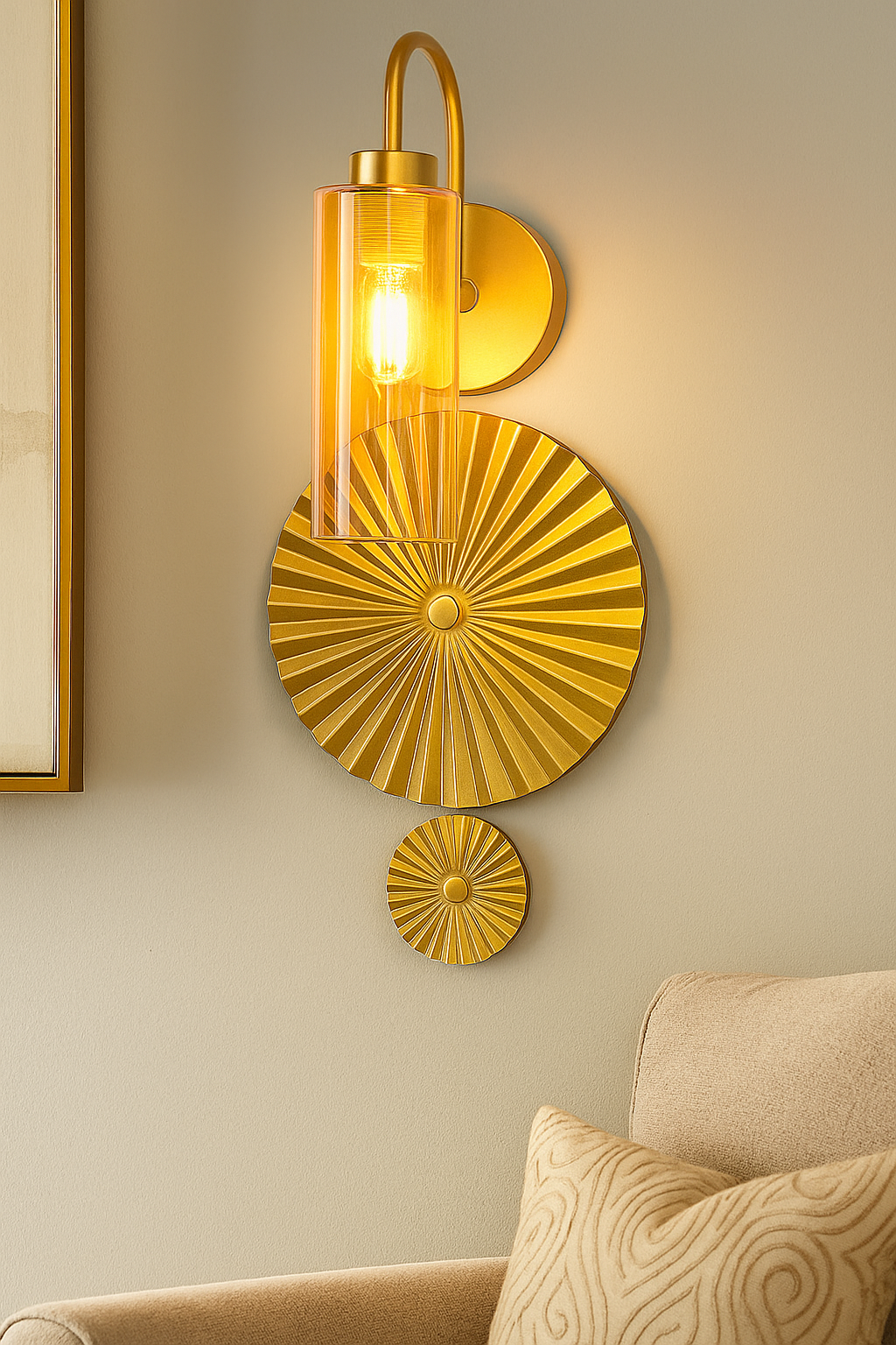 Hdc Modern Gold Wall Sconce with Glass Shade Decorative Designer Wall Light for Living Room, Bedroom & Hallway