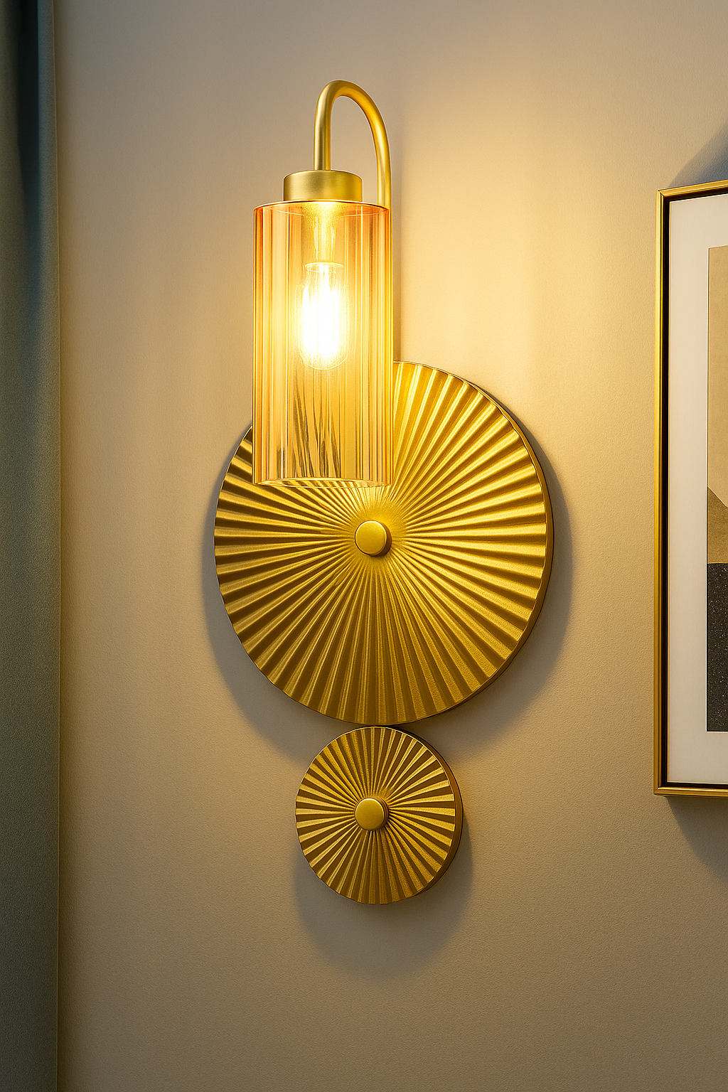 Hdc Modern Gold Wall Sconce with Glass Shade Decorative Designer Wall Light for Living Room, Bedroom & Hallway