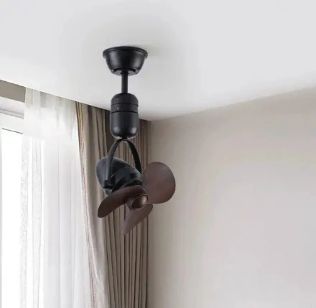 Hdc Black Metal Body 3 Brown 300mm Wooden Textured ABS Blades Ceiling Cum Wall BLDC Fan