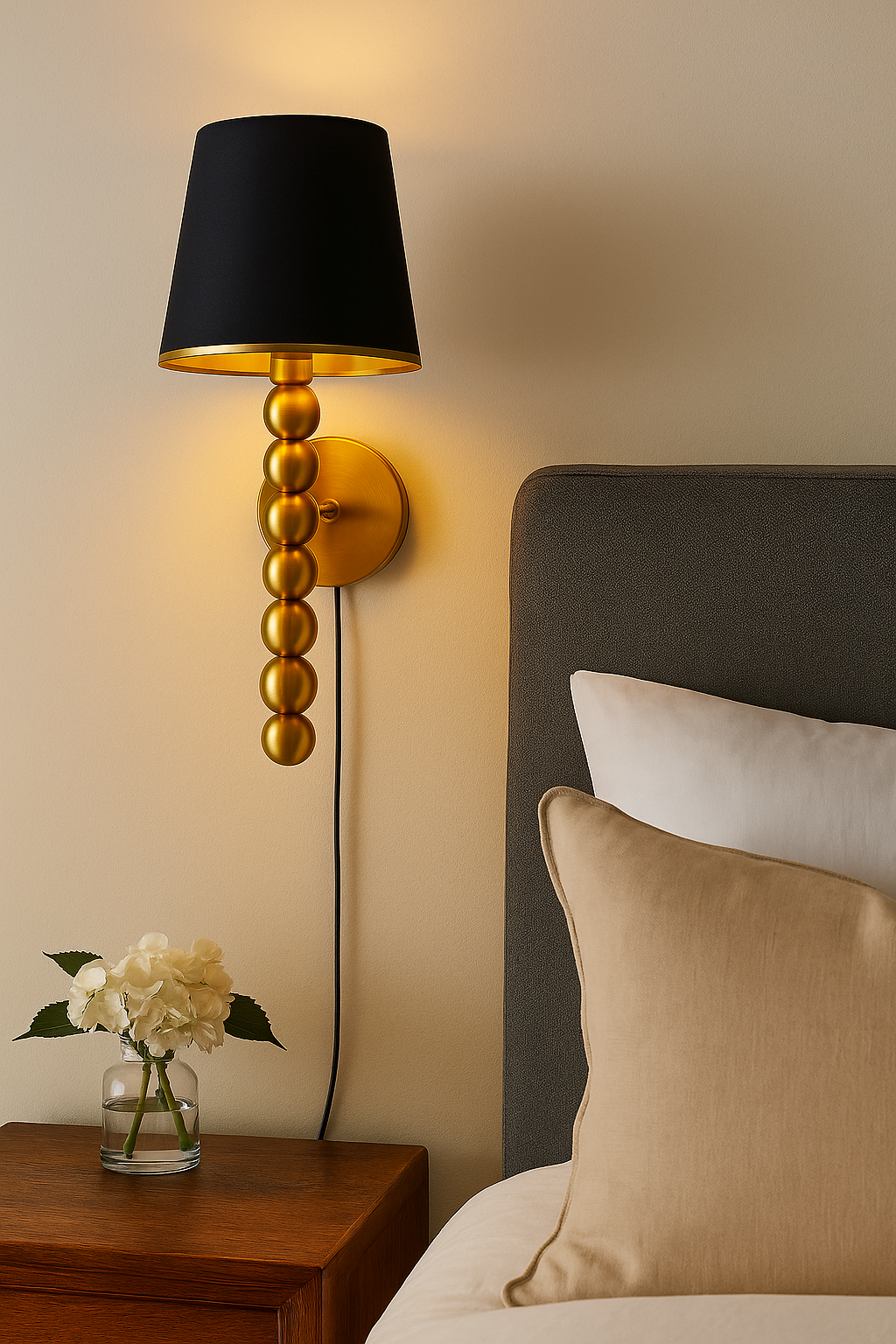 Hdc Modern Black & White Golden Stacked Sphere Wall Light Luxury Designer Sconce for Living Room, Bedroom & Hallways