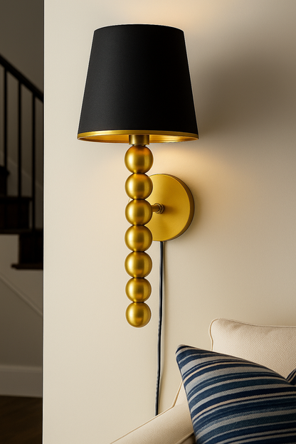Hdc Modern Black & White Golden Stacked Sphere Wall Light Luxury Designer Sconce for Living Room, Bedroom & Hallways