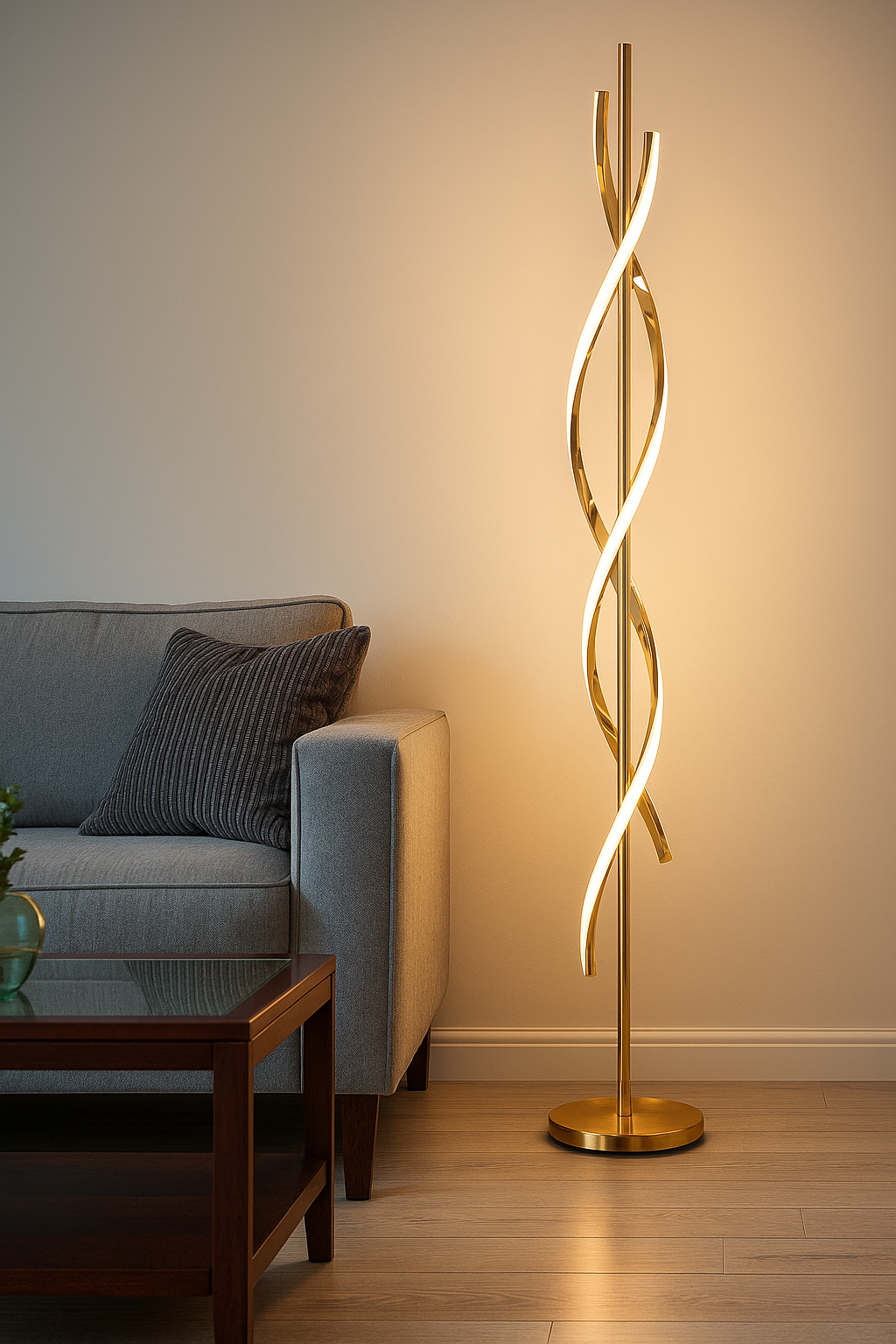 Hdc Line Spiral Gold Living Room Bedroom Bedside Creative Personality Vertical Floor Lamp