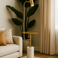 Hdc Modern Brass Lamp with Marble Base & Integrated Table Stylish Side Table Lamp for Living Room & Bedroom
