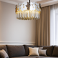 Hdc Geometric Crystal Chandelier Luxury Hanging Light with Reflective Mirror Accents for Living Room, Dining, or Foyer