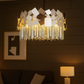 Hdc Geometric Crystal Chandelier Luxury Hanging Light with Reflective Mirror Accents for Living Room, Dining, or Foyer