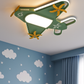 Hdc Aviator Kids Ceiling Light Airplane Shaped LED Fixture for Boys’ Bedroom | Soft White Glow | Green & Yellow Theme | Fun Aviation Design for Nursery, Study or Playroom
