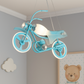 Hdc Blue Motorcycle Kids Pendant Light – Creative Bike-Shaped Hanging Lamp for Boys Room | LED Light Fixture for Nursery, Bedroom, or Playroom | Whimsical Decor