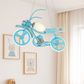 Hdc Blue Motorcycle Kids Pendant Light – Creative Bike-Shaped Hanging Lamp for Boys Room | LED Light Fixture for Nursery, Bedroom, or Playroom | Whimsical Decor
