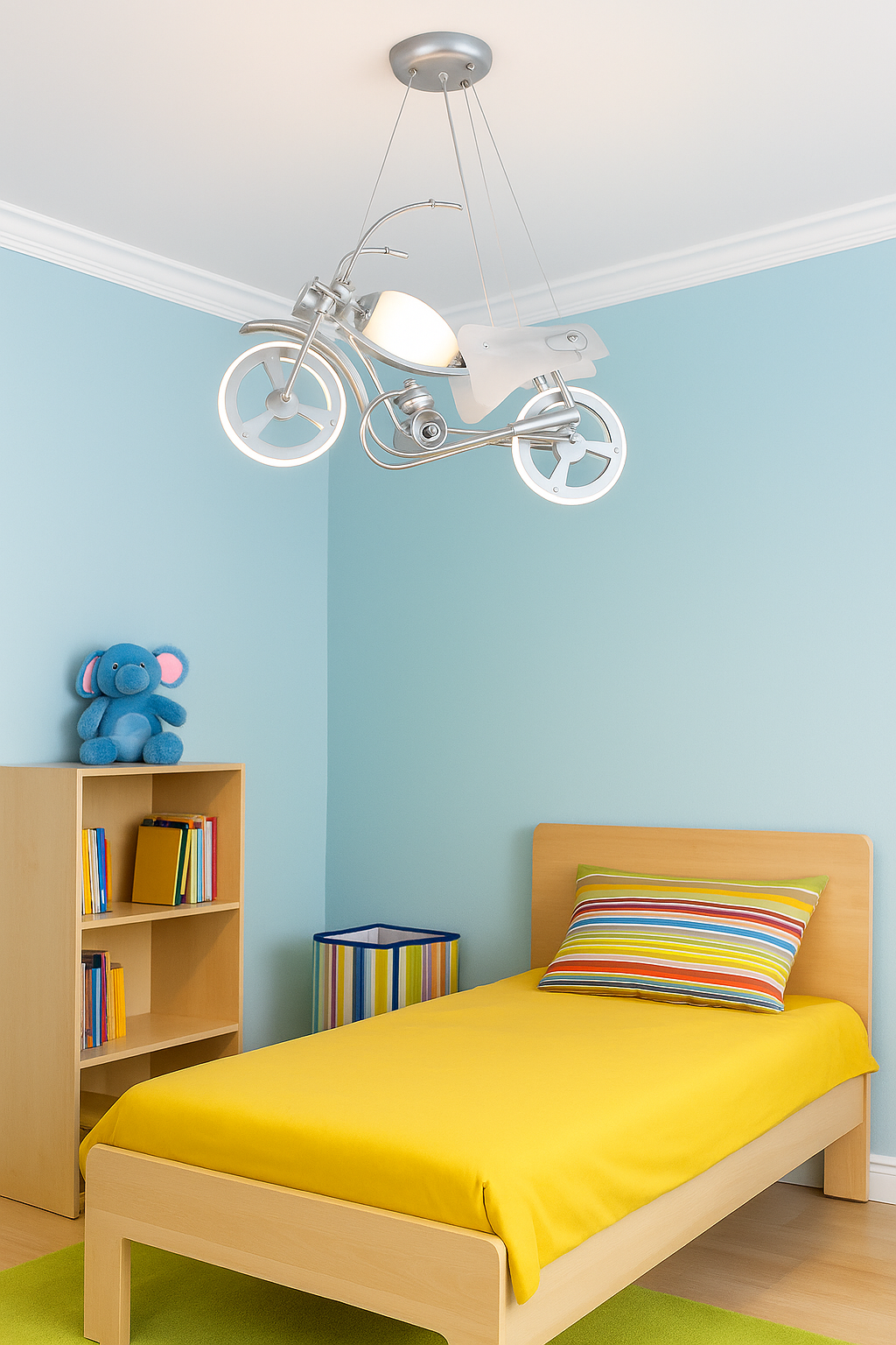 Hdc Motorcycle Ceiling Light for Kids Room – LED Pendant Light Fixture with Modern Bike Design | Creative Hanging Light for Boys & Girls Bedroom, Playroom or Study Area