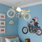 Hdc Motorcycle Ceiling Light for Kids Room – LED Pendant Light Fixture with Modern Bike Design | Creative Hanging Light for Boys & Girls Bedroom, Playroom or Study Area