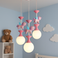 Hdc Whimsical Unicorn Chandelier for Kids Room – 3-Light Pink Pendant Light with LED Globes & Cute Flying Unicorns | Perfect for Girls’ Bedroom, Nursery, or Playroom Decor