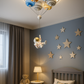 Hdc Cartoon Astronaut Cell Light Boys Room Modern Led Chandelier Creative 6-Light Star Glass Lampshade with Adjustable Cord Flush Mount Ceiling Light for Childrens Room Bedroom Nursery Kids Room Chandelier