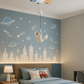 Hdc Cartoon Astronaut Cell Light Boys Room Modern Led Chandelier Creative 6-Light Star Glass Lampshade with Adjustable Cord Flush Mount Ceiling Light for Childrens Room Bedroom Nursery Kids Room Chandelier