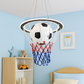 Hdc Soccer Hoop Kids Ceiling Light – LED Pendant Light in Basketball Net Design with Soccer Ball Shade | Fun Ceiling Fixture for Sports-Themed Bedroom or Playroom