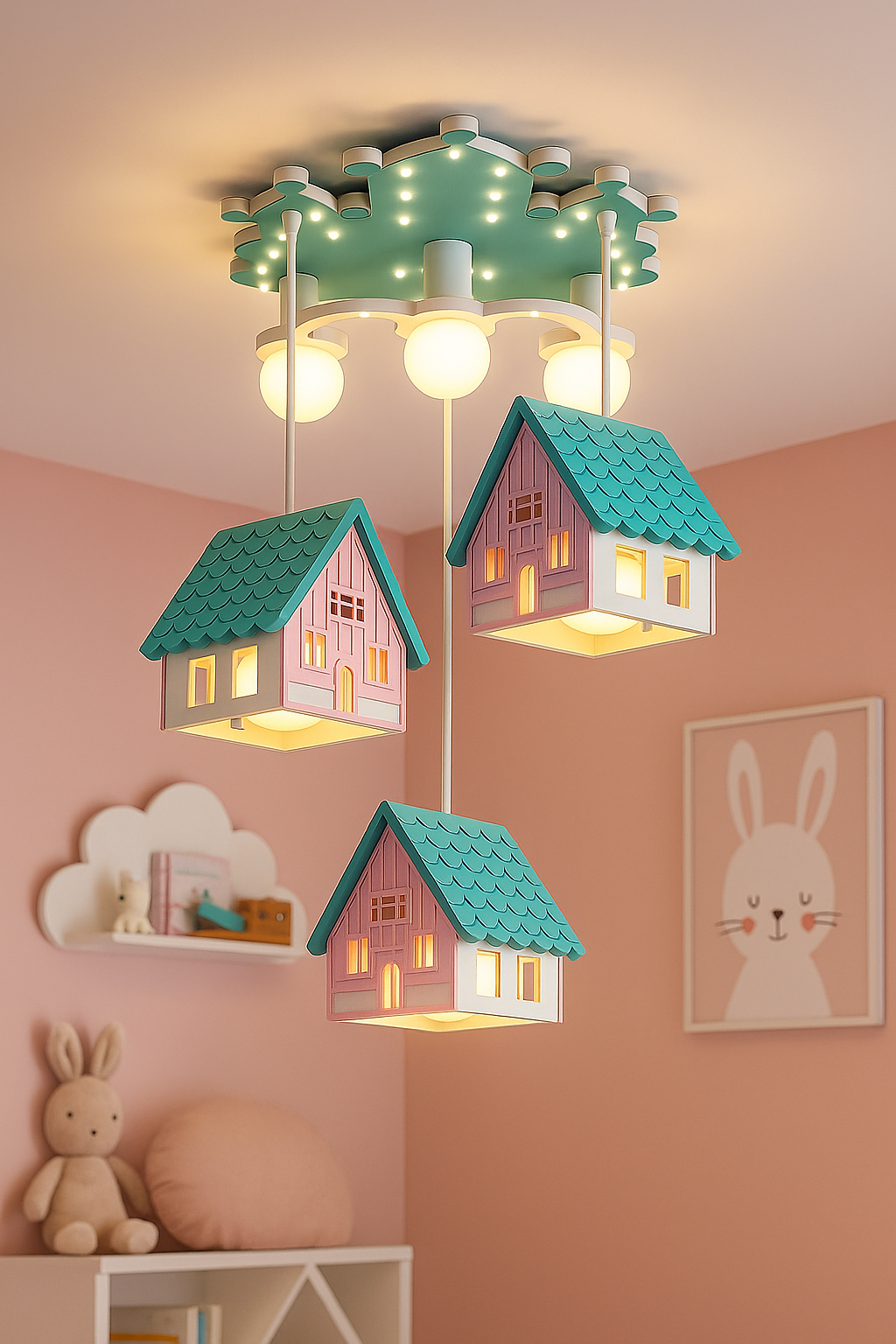 Hdc Whimsical House Ceiling Light – Kids Room Pendant with Colorful Cottage Design & Soft Warm Glow | Perfect for Girls' Bedrooms & Nurseries