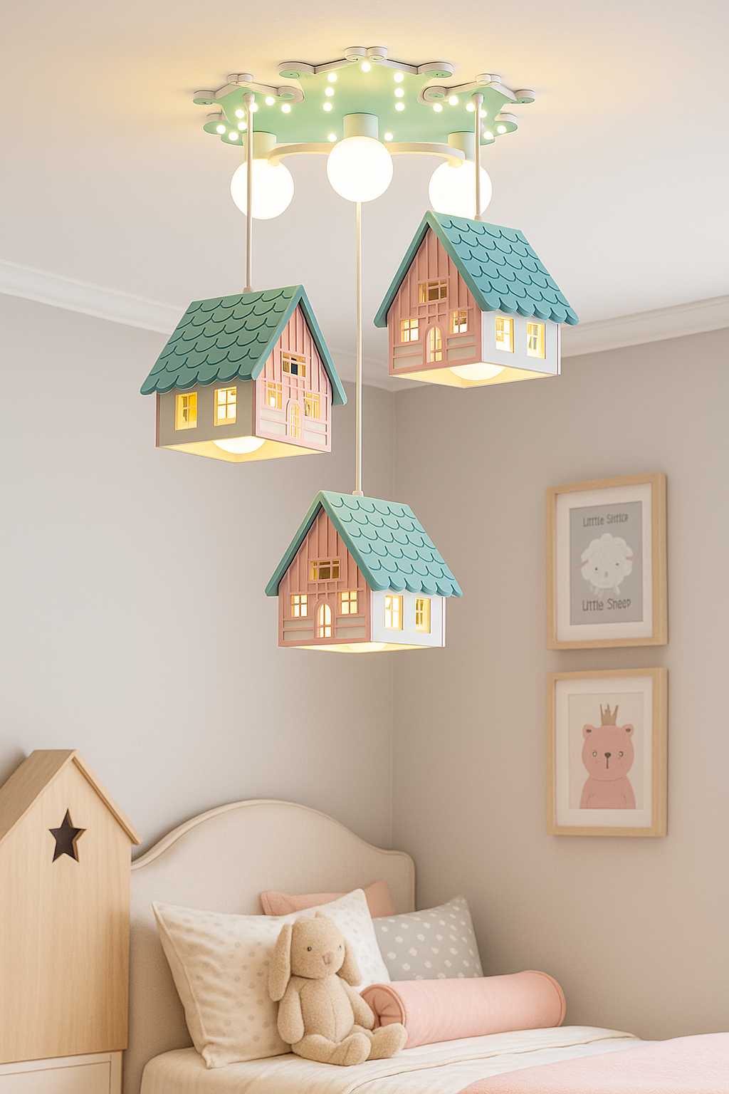 Hdc Whimsical House Ceiling Light – Kids Room Pendant with Colorful Cottage Design & Soft Warm Glow | Perfect for Girls' Bedrooms & Nurseries
