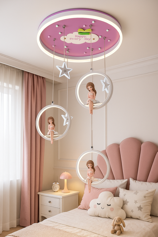 Hdc LED Modern Pink Girls Room Cartoon Princess And Star Decoration LED Lights Ceiling Light for Children's Room