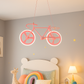 Hdc Kids Bicycle Ceiling Light Modern LED Hanging Pendant Fixture for Girls Bedroom | Creative Bike-Themed Light with Glowing Wheel Rings | Perfect for Playroom, Study Area, or Nursery