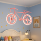 Hdc Kids Bicycle Ceiling Light Modern LED Hanging Pendant Fixture for Girls Bedroom | Creative Bike-Themed Light with Glowing Wheel Rings | Perfect for Playroom, Study Area, or Nursery