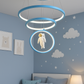 Hdc 3 Ring Blue Futuristic Astronaut Ring Ceiling Light – Space-Themed LED Pendant for Kids Room