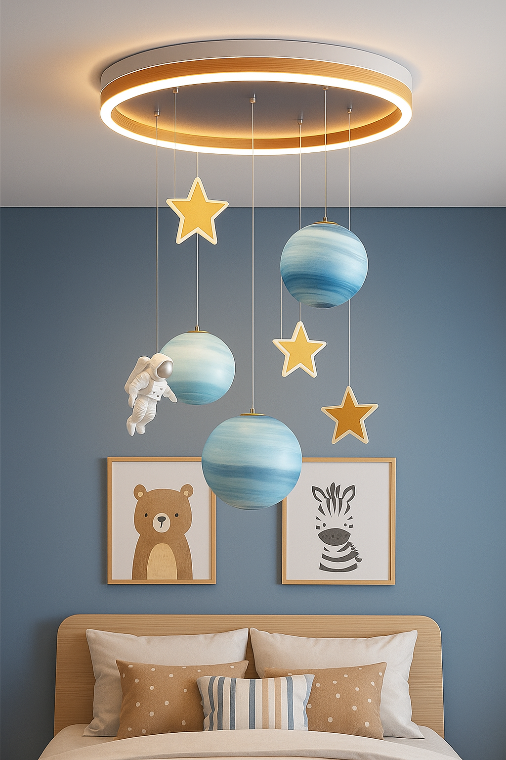 Hdc Floating Astronaut & Planet Ceiling Light – LED Space-Themed Chandelier with Stars | Ideal for Kids’ Rooms & Nurseries