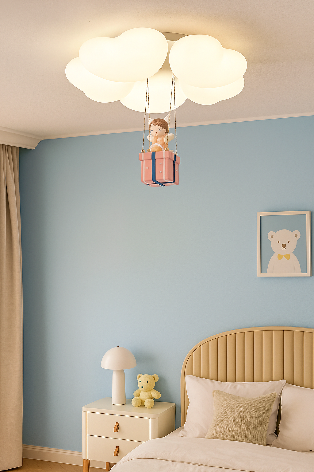 Hdc Cloud Angel Ceiling Light – Heart-Shaped Cloud Design with Hanging Angel Doll