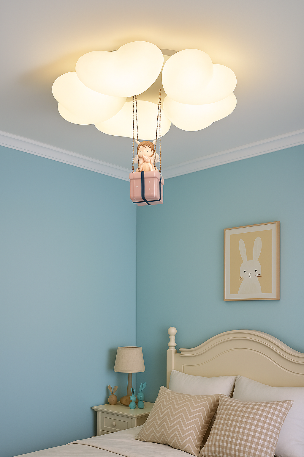 Hdc Cloud Angel Ceiling Light – Heart-Shaped Cloud Design with Hanging Angel Doll