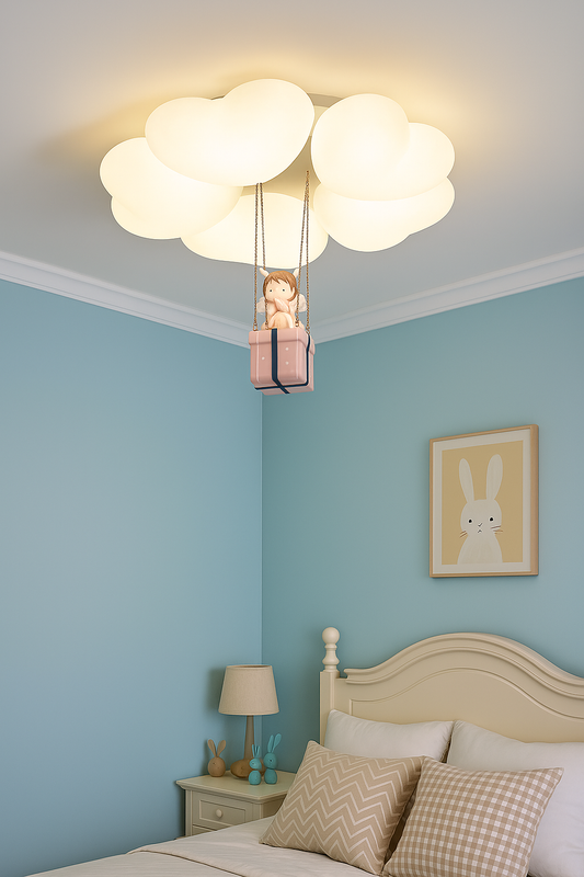 Hdc Cloud Angel Ceiling Light – Heart-Shaped Cloud Design with Hanging Angel Doll