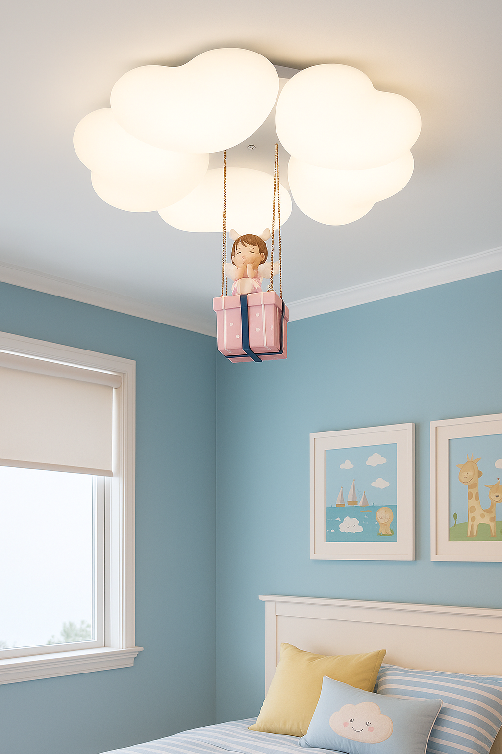 Hdc Cloud Angel Ceiling Light – Heart-Shaped Cloud Design with Hanging Angel Doll