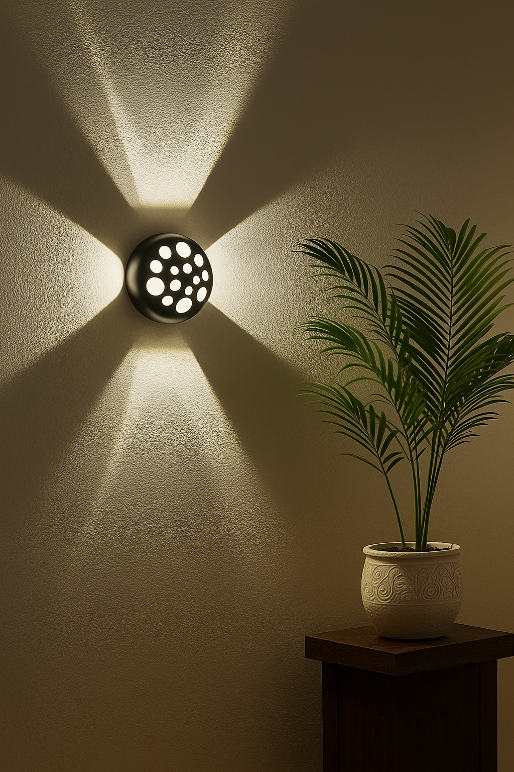 HDC Contemporary Black Artistic Circular Cut Design LED Outdoor Wall Light