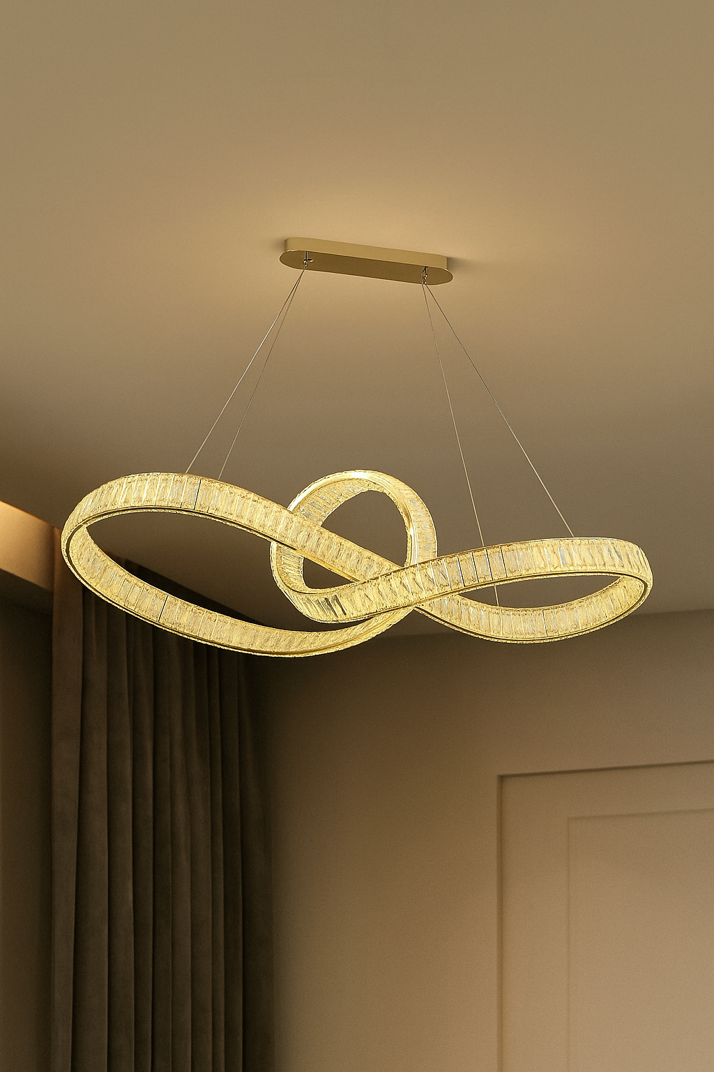 Hdc Luxury Infinity Loop Crystal Chandelier For Living Room