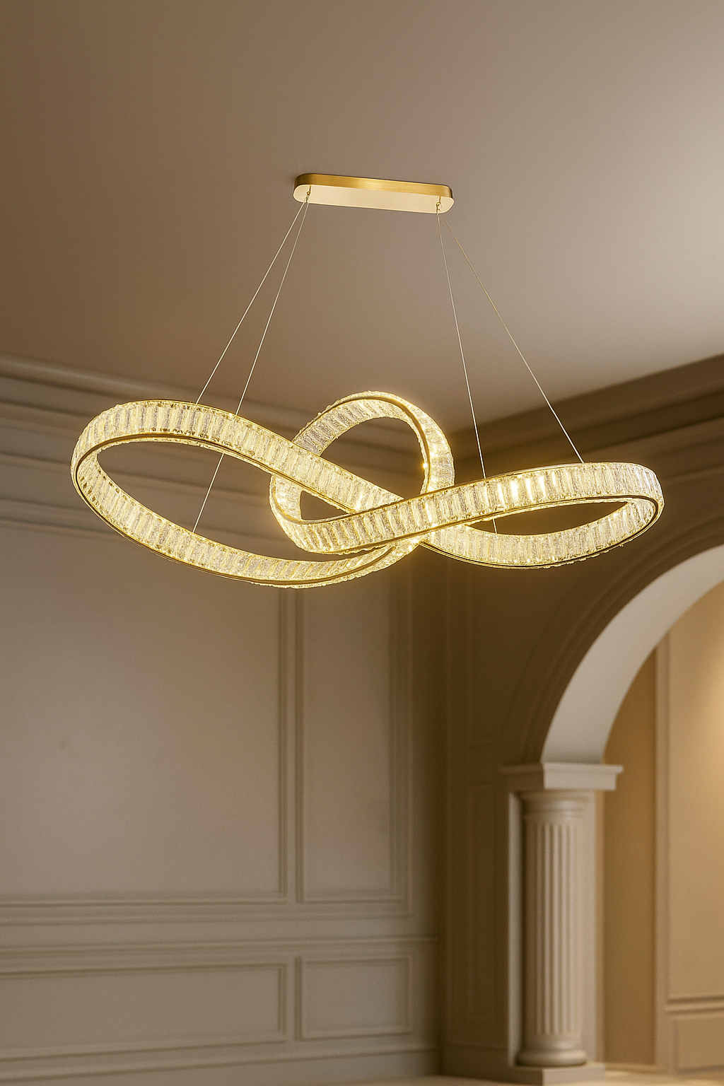 Hdc Luxury Infinity Loop Crystal Chandelier For Living Room